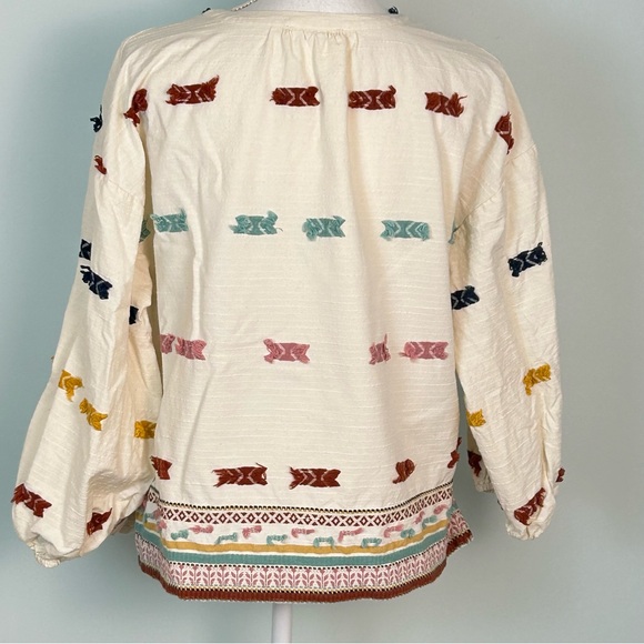 Lou & Grey for Loft Getaway Embroidered Balloon-Sleeve Peasant Top - Picture 6 of 12